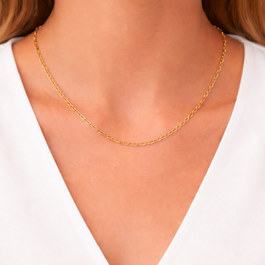 Minimalist Gold Geometric Link Necklace