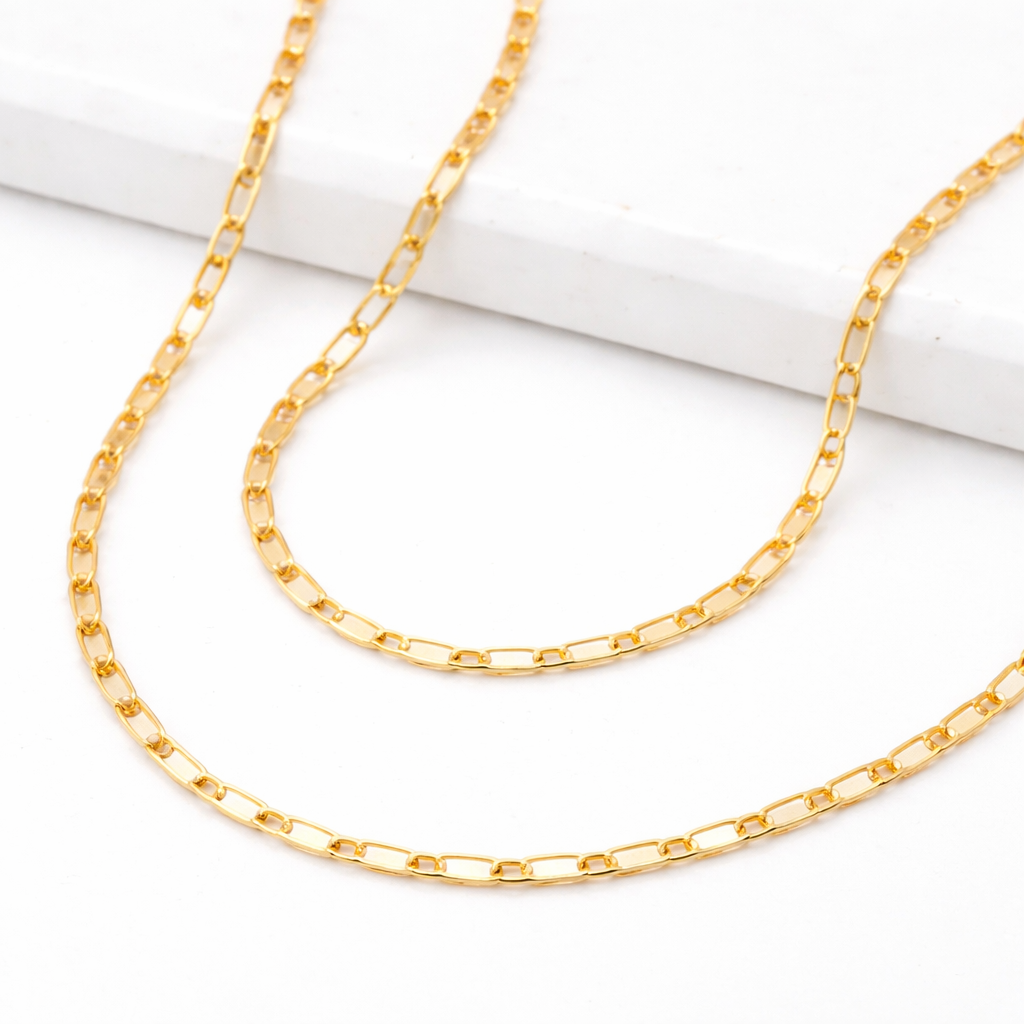 Minimalist Gold Geometric Link Necklace