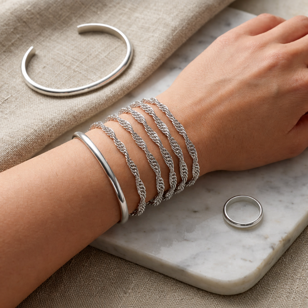 Minimalist Silver Twisted Chain Necklace