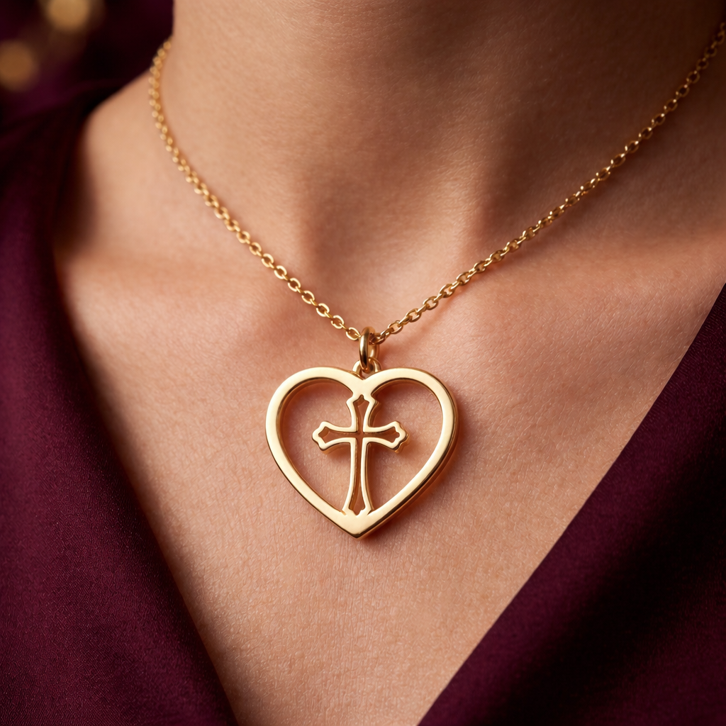 Heart Cross Pendant Necklace