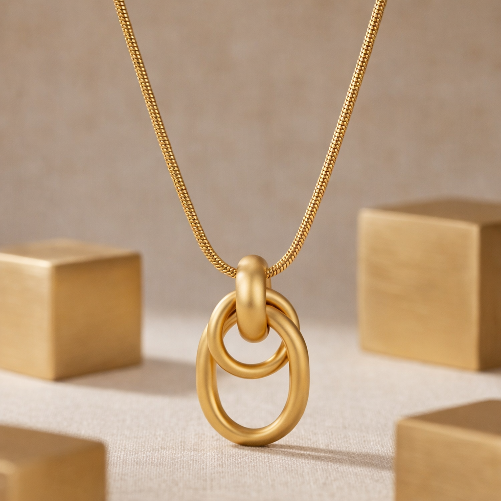 Minimalist Geometric Ring Pendant Necklace