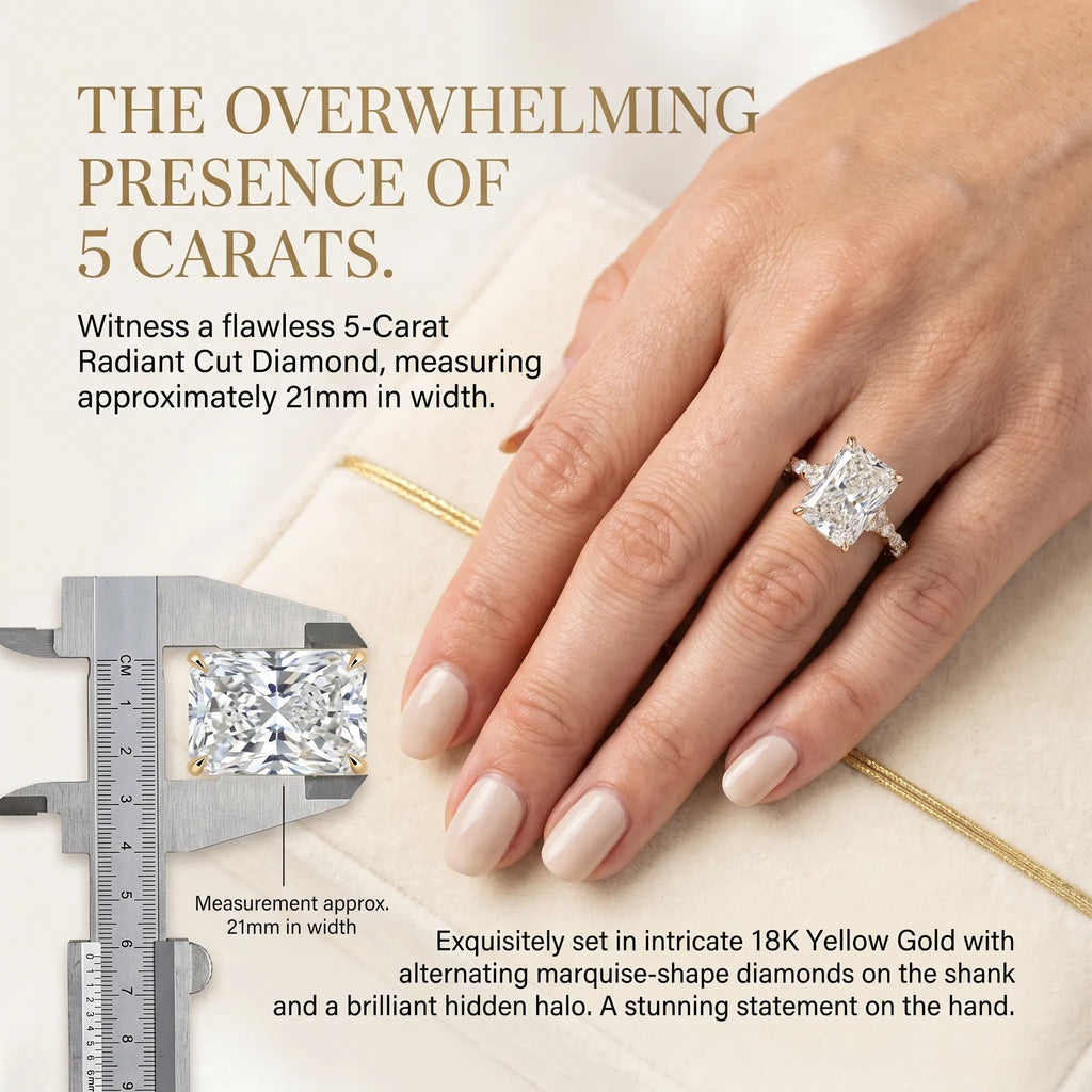 A Little Sparkle For Yourself: 1-5-Carat Flawless Radiant Cut Moissanite Ring (Hidden Halo, VVS1)-Last Day Sale🔥-90% OFF