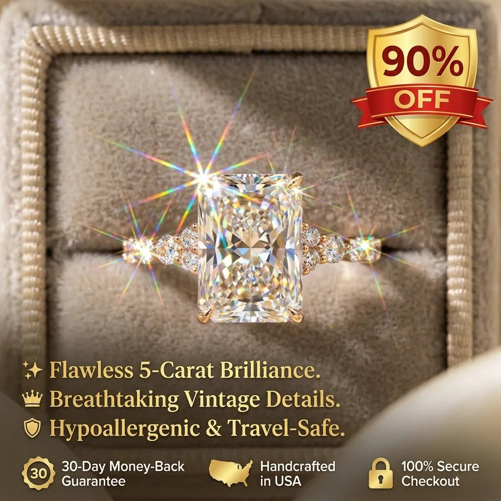 A Little Sparkle For Yourself: 1-5-Carat Flawless Radiant Cut Moissanite Ring (Hidden Halo, VVS1)-Last Day Sale🔥-90% OFF
