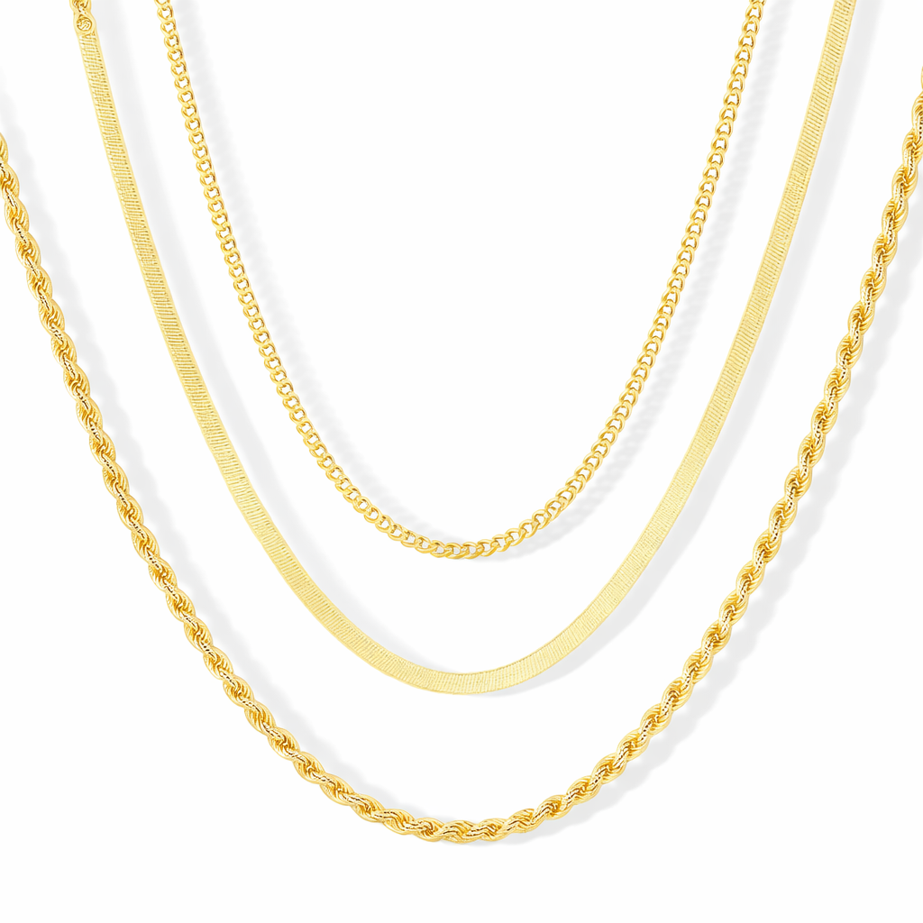 Layered Gold Chain Necklace Set