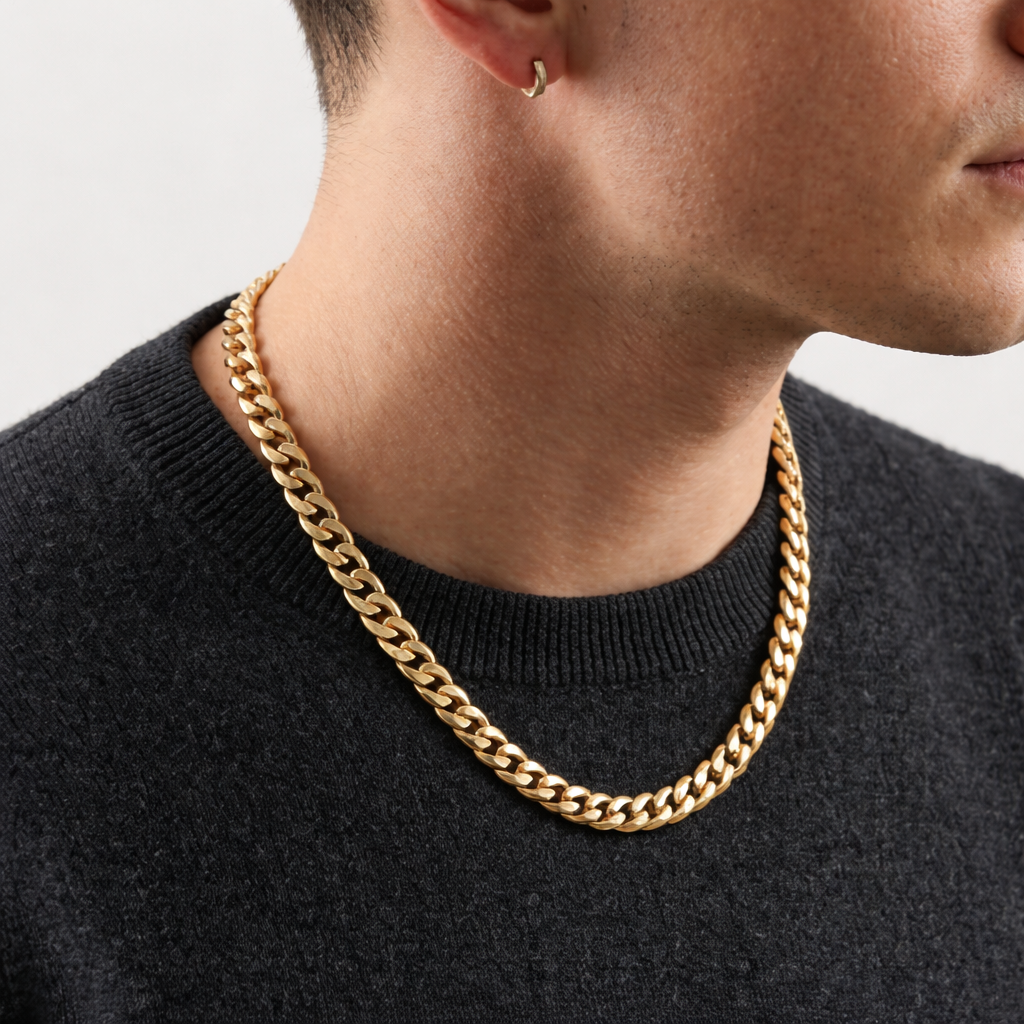Minimalist Gold Wide Cuban Link Necklace