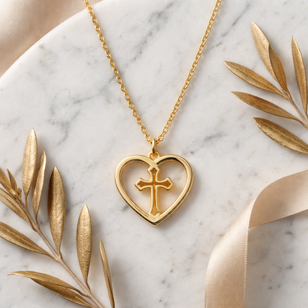 Heart Cross Pendant Necklace