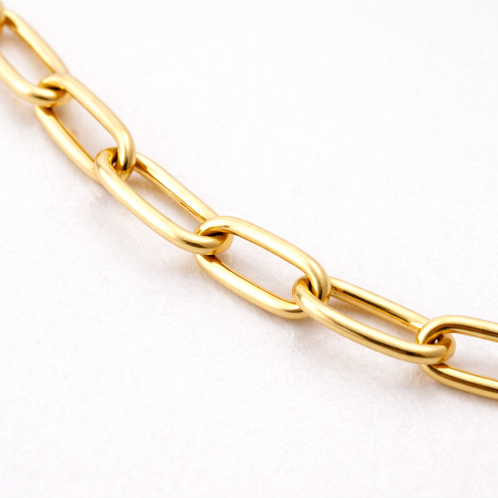 Minimalist Gold Elongated Link Necklace