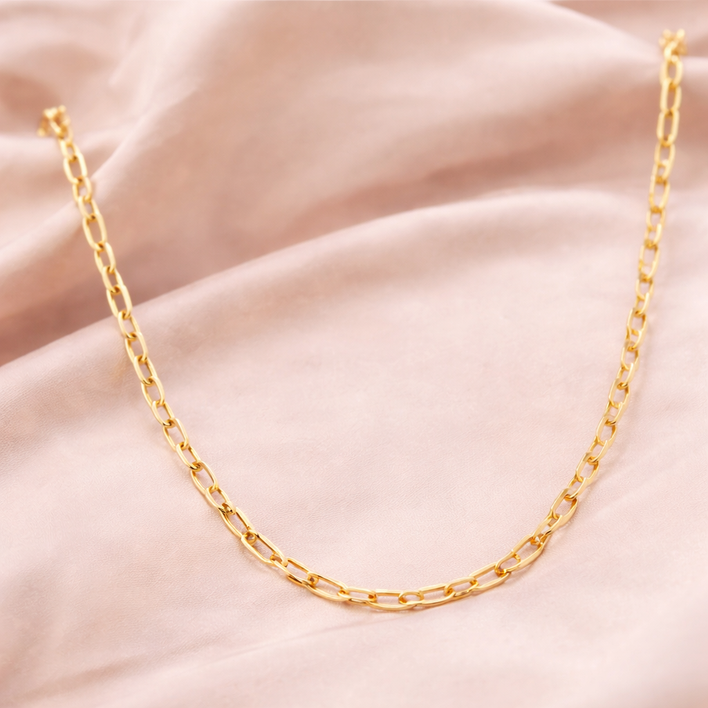 Minimalist Gold Elongated Link Necklace