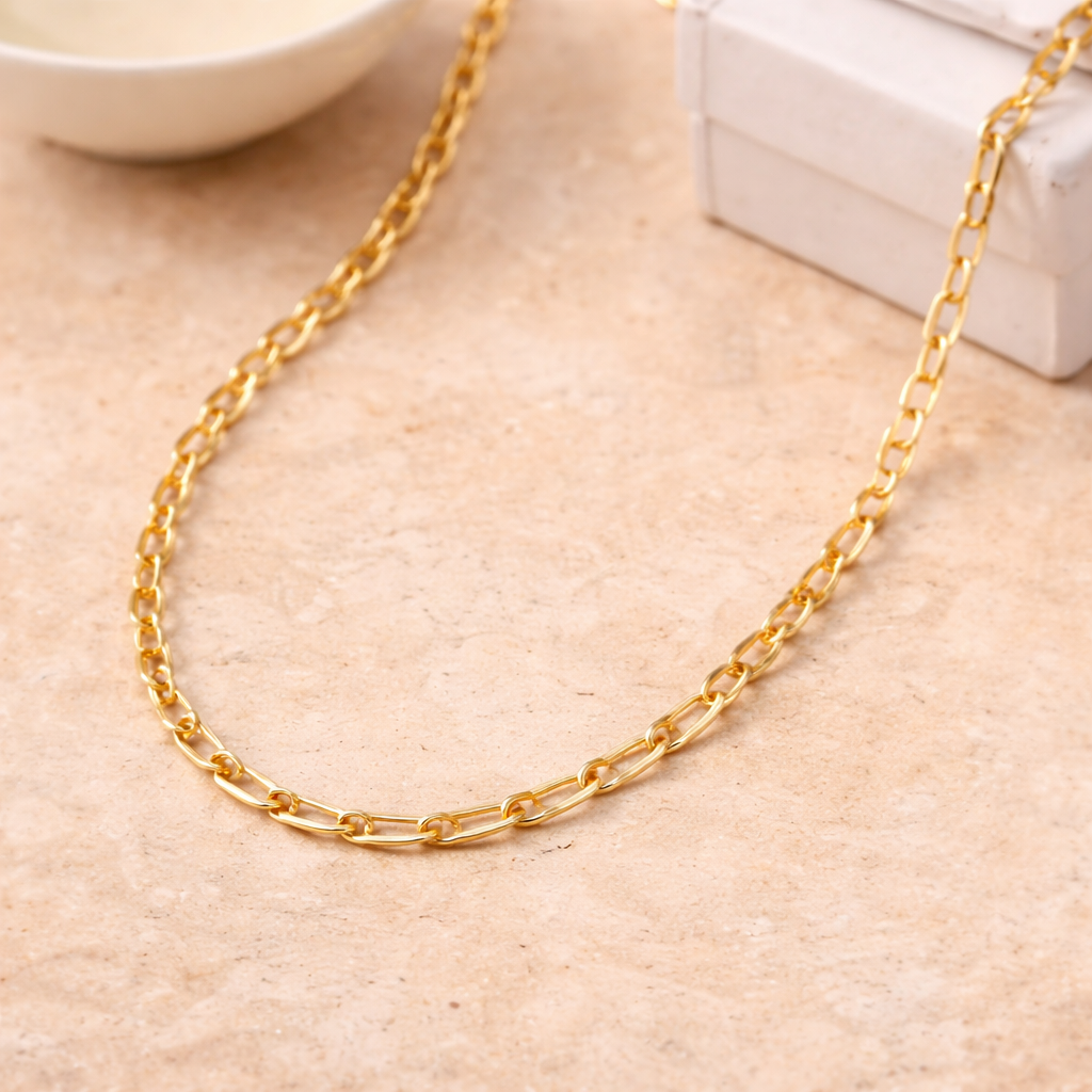Minimalist Gold Elongated Link Necklace