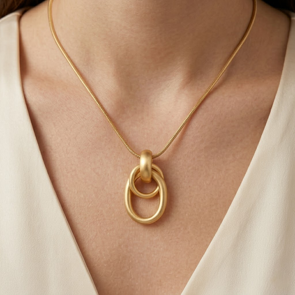 Minimalist Geometric Ring Pendant Necklace