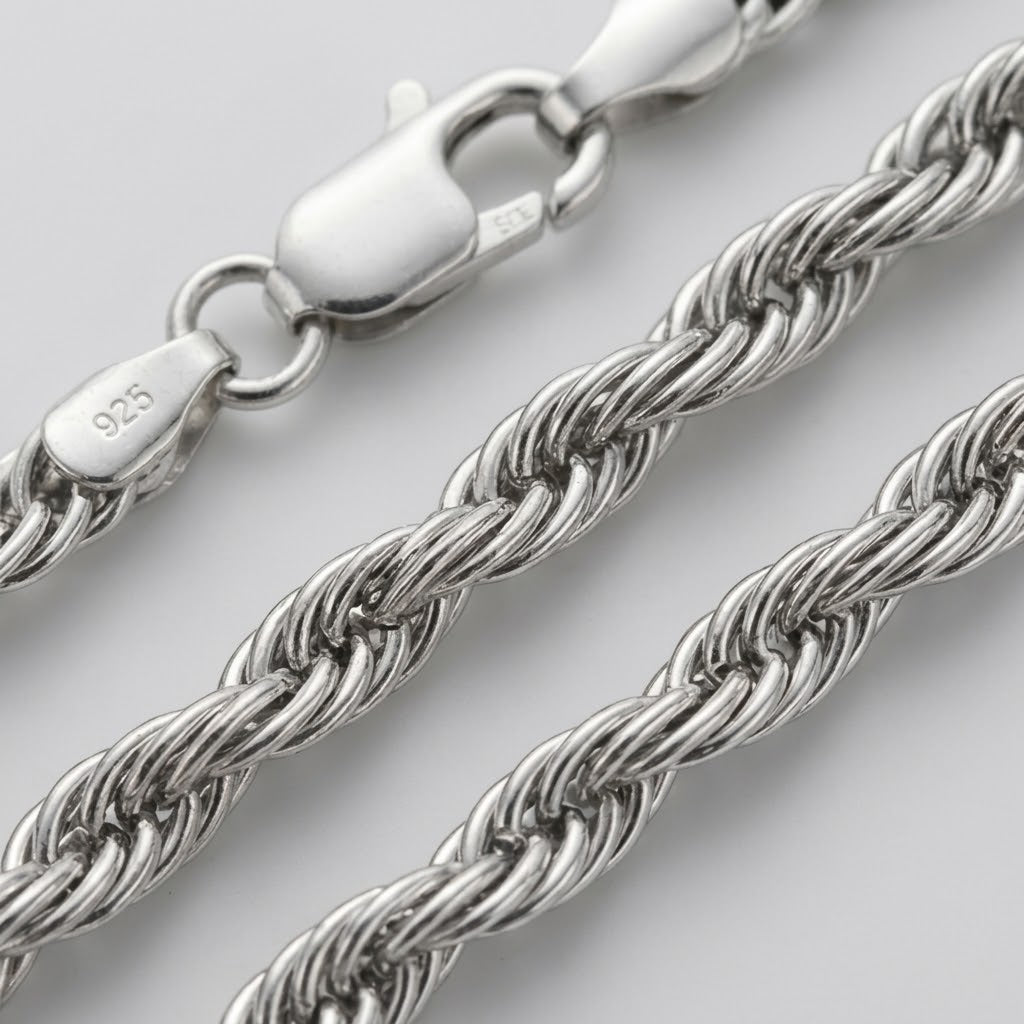 Silver Twisted Rope Chain Necklace