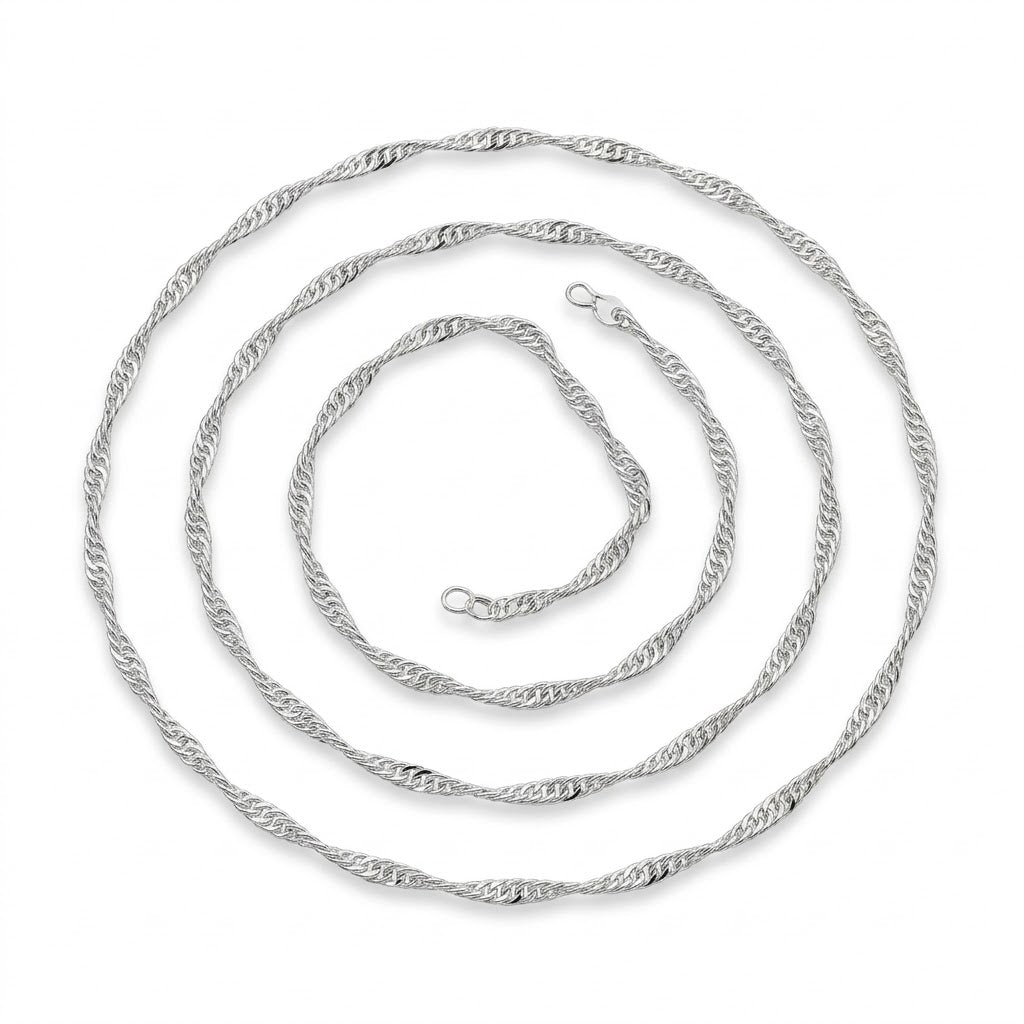 Minimalist Silver Twisted Chain Necklace