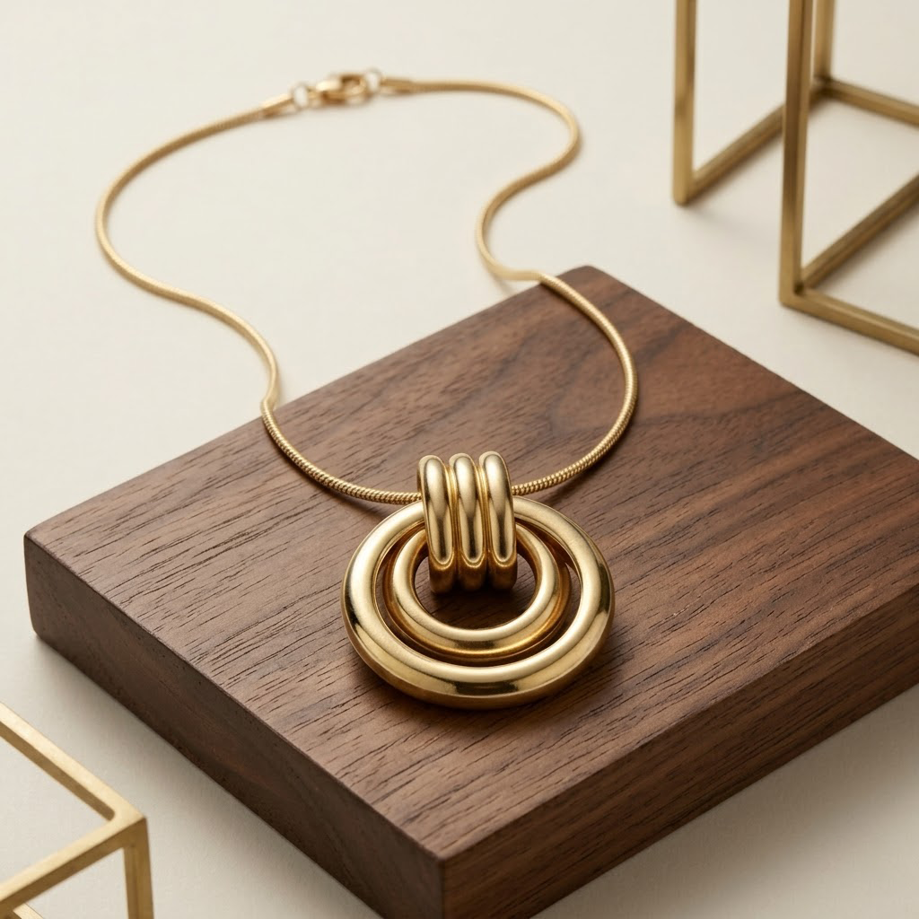 Minimalist Multi Ring Pendant Necklace