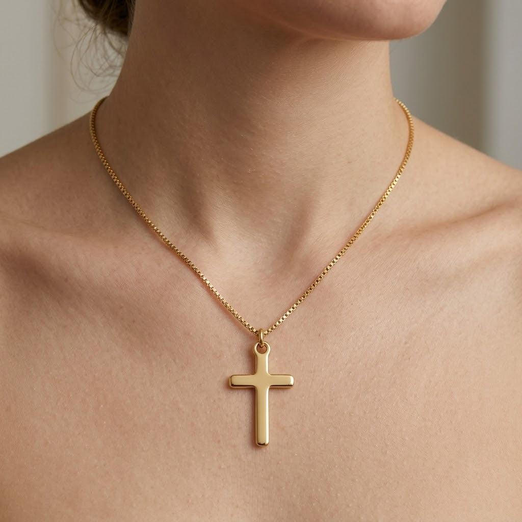 Minimalist Gold Cross Pendant Necklace