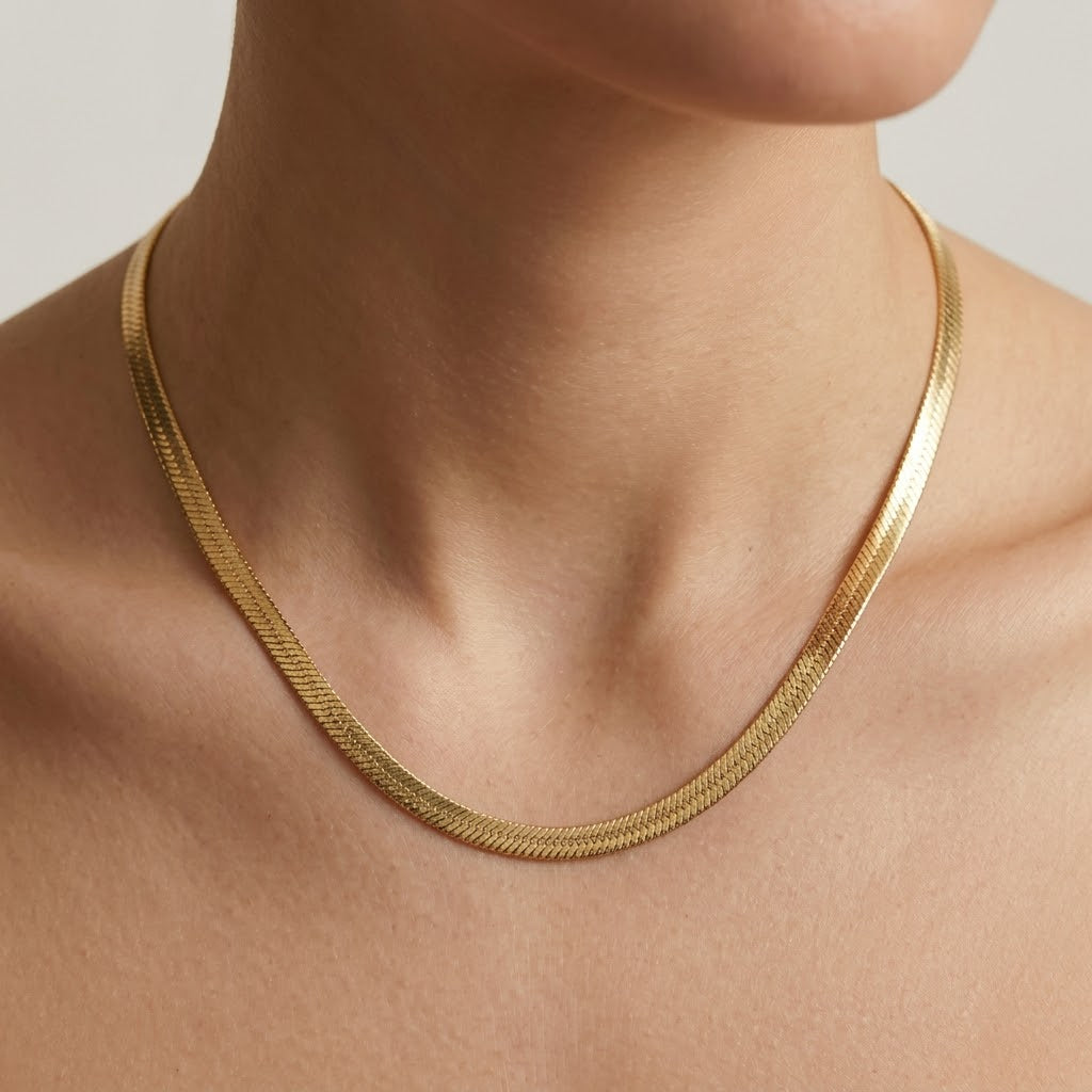 Minimalist Gold Herringbone Necklace