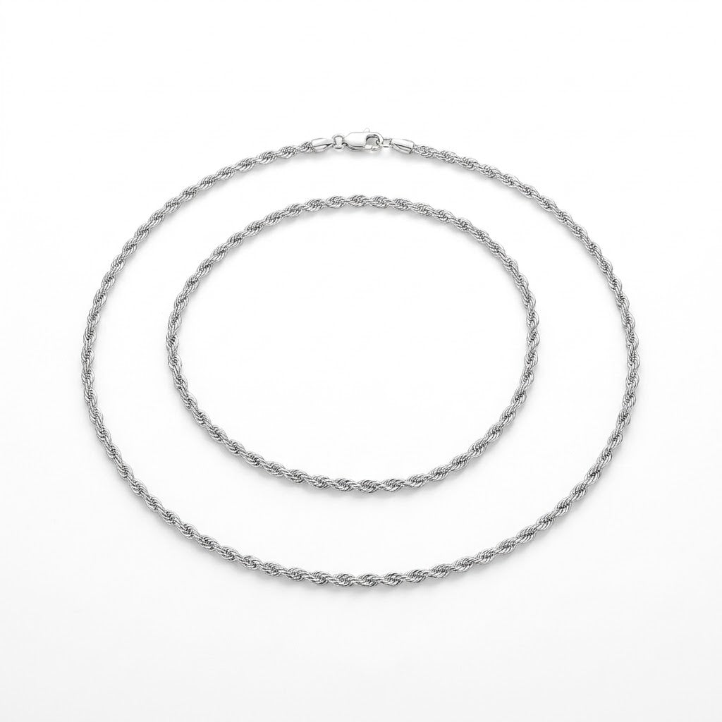 Silver Twisted Rope Chain Necklace