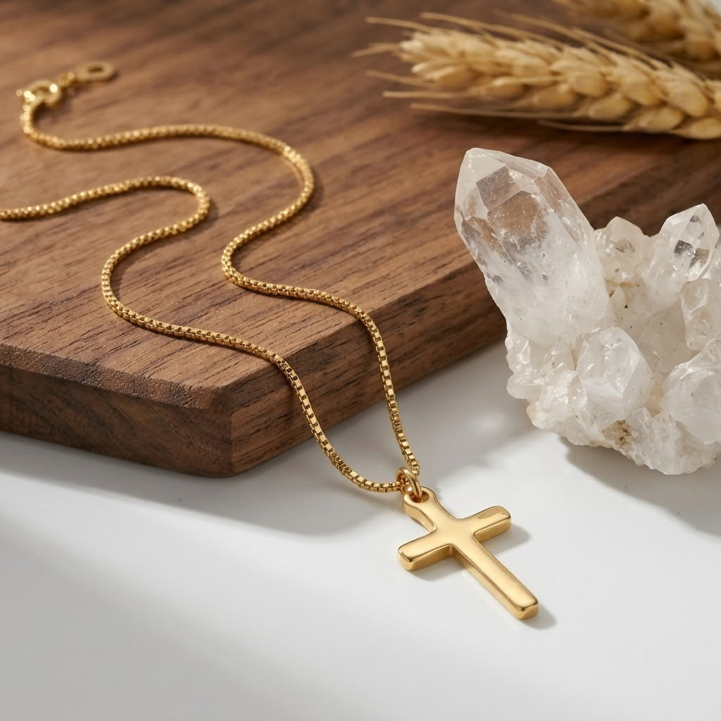 Minimalist Gold Cross Pendant Necklace