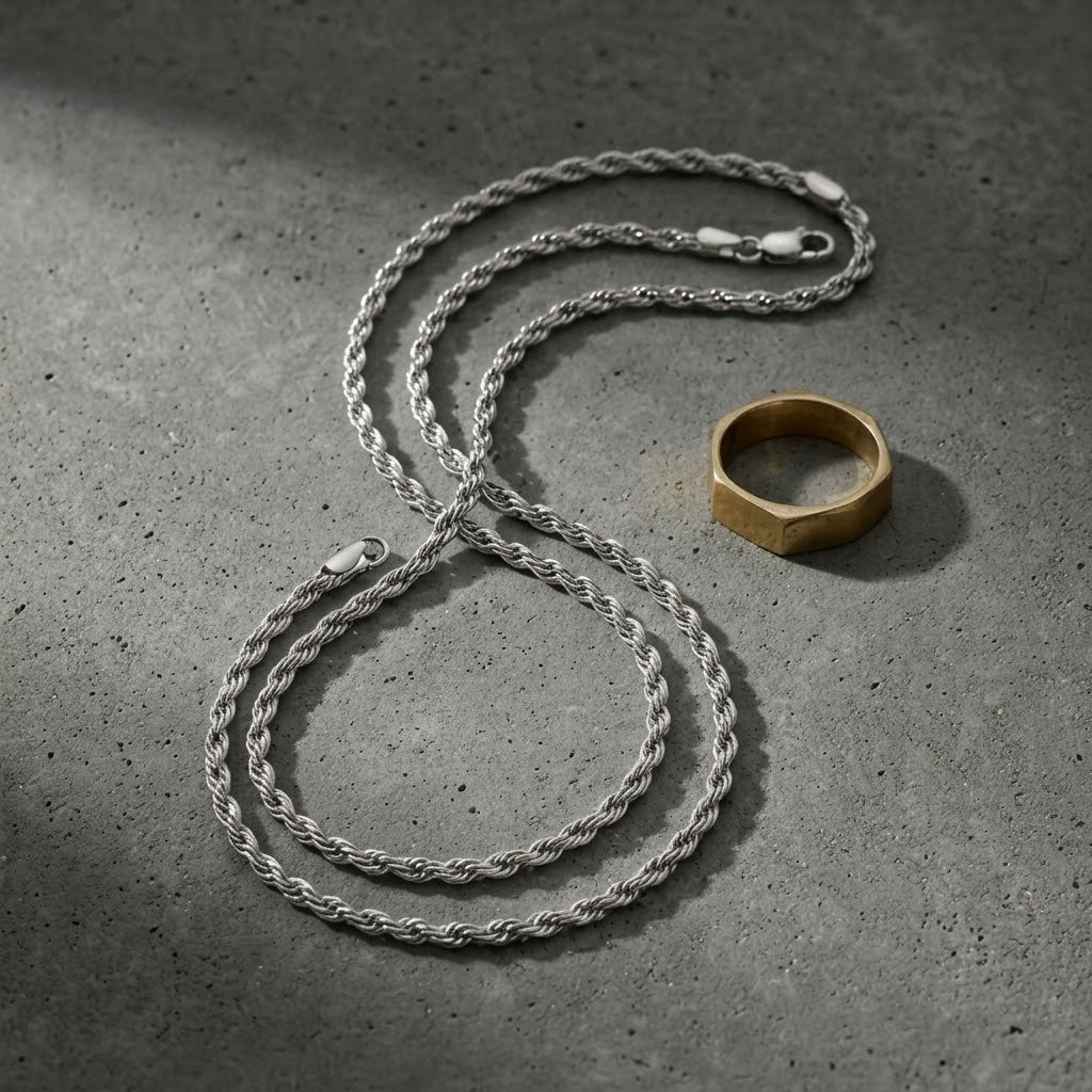 Silver Twisted Rope Chain Necklace