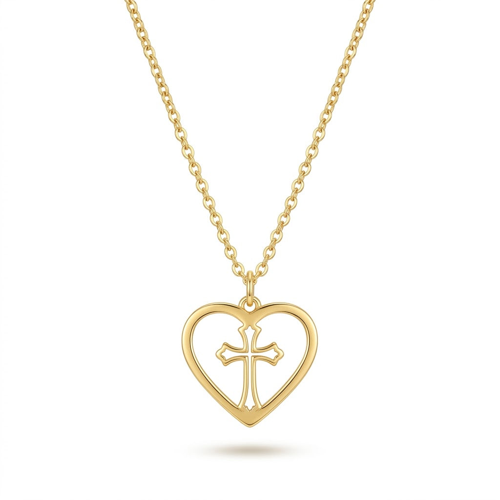 Heart Cross Pendant Necklace