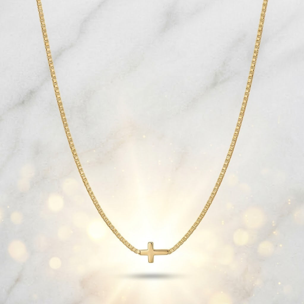Minimalist Gold Cross Collarbone Necklace