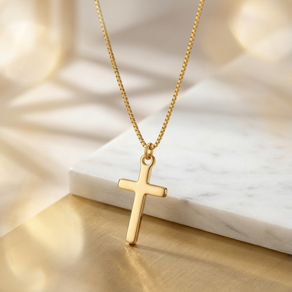 Minimalist Gold Cross Pendant Necklace